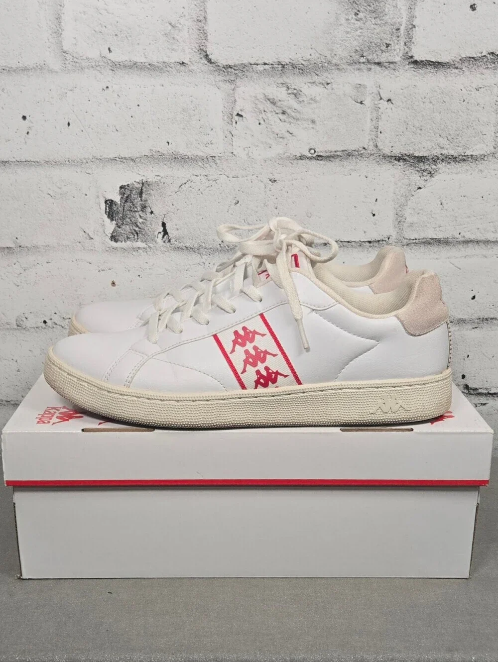 Kappa White Red Logo Sneakers Low Top Casual Shoes Men’s Size 10
